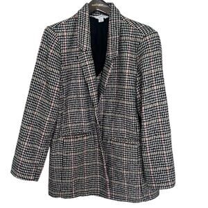 Old Navy Women Oversized Soft-Brushed Patterned Blazer Jacket  Checkered  Large